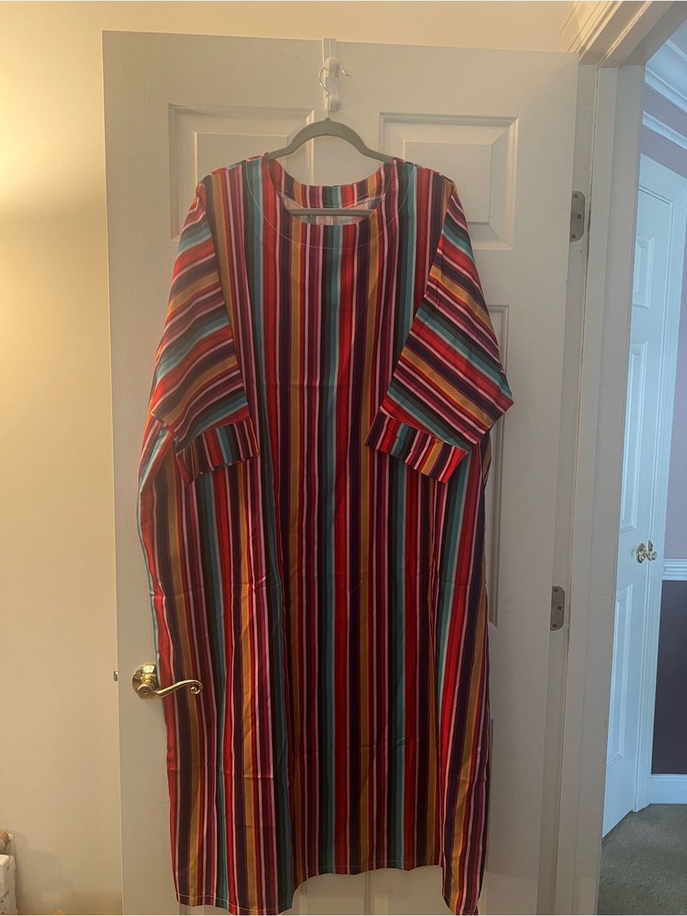 Women’s Multicolor Striped Oversized Maxi Caftan Dress